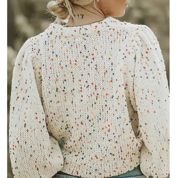 HOT final🔥SALE ! 2 LEFT! 5⭐️⭐️⭐️⭐️⭐️ boho Ivory confetti  sweater - Picture 2 of 10